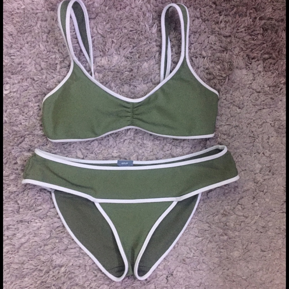 Aerie Bikini Set - Green with white trim
